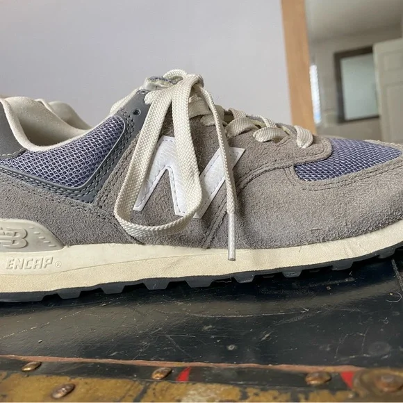 New Balance Gray and Cream Athletic Shoes - Picture 2 of 4